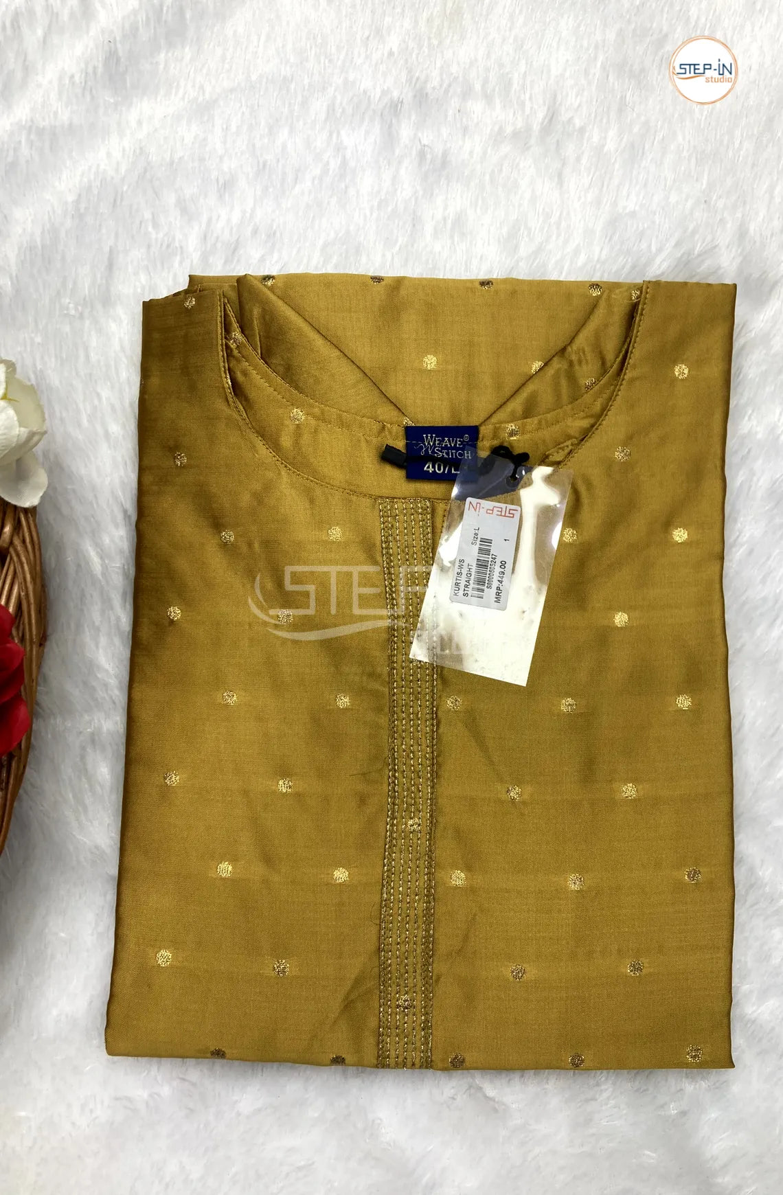 Embelished Silk Kurti - Gold