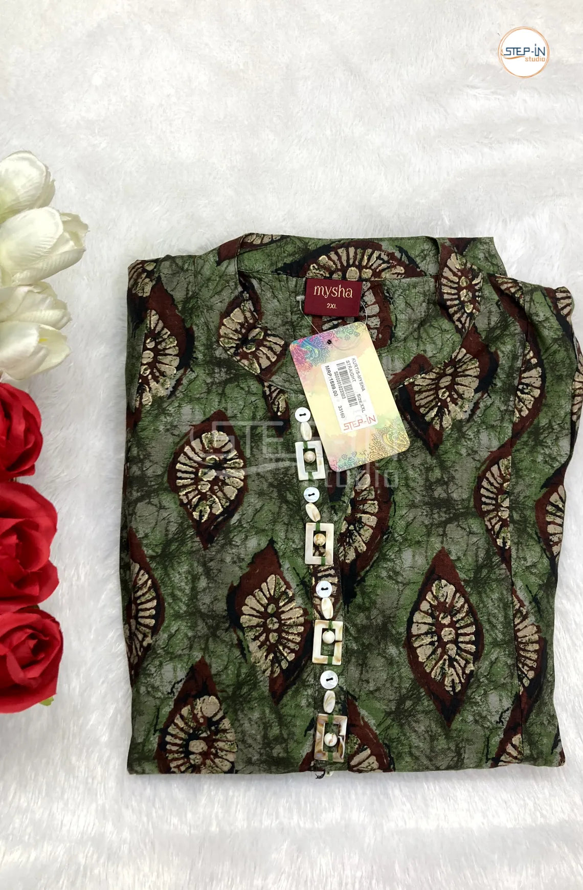 Floral African Printed Top- Green