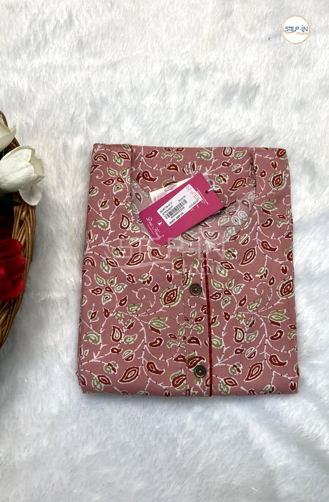 Floral Cotton Top - Salmon Pink