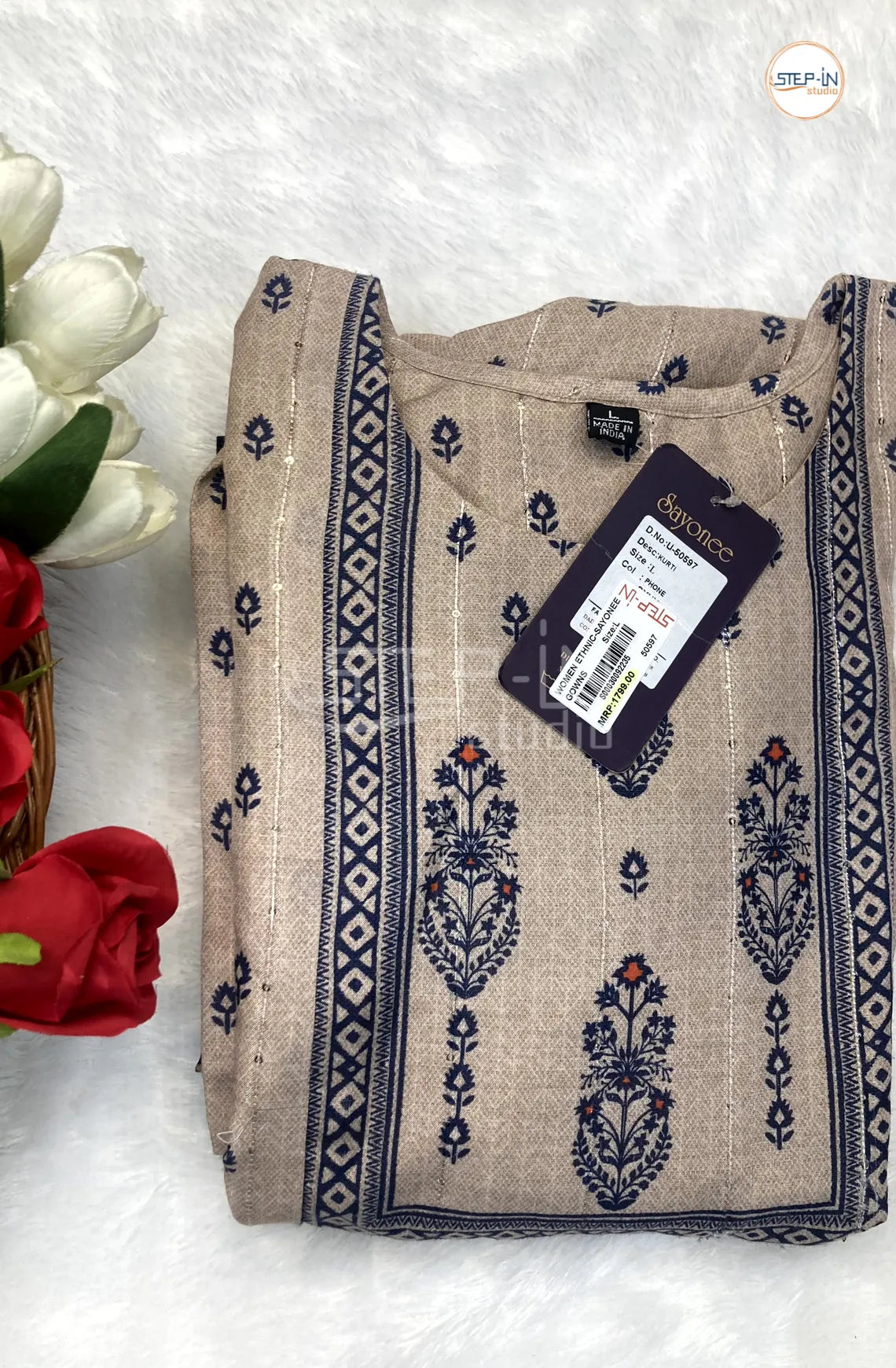 Floral Digital Printed Top - Abalone Grey