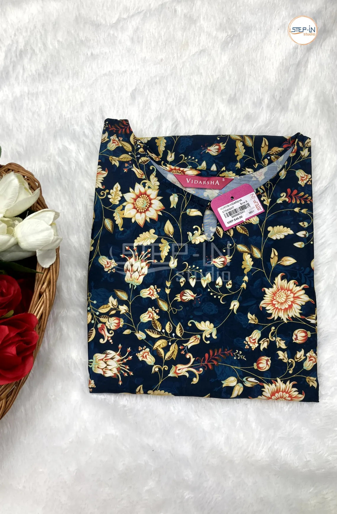 Floral Digital Printed Top - Dresden Blue