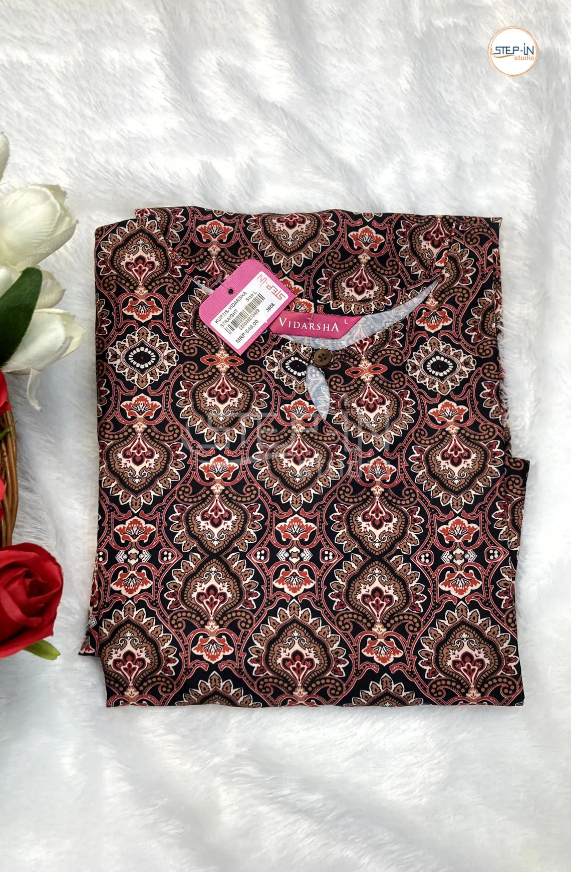 Floral Digital Printed Top - Dark Olive & Light Grey (Copy)