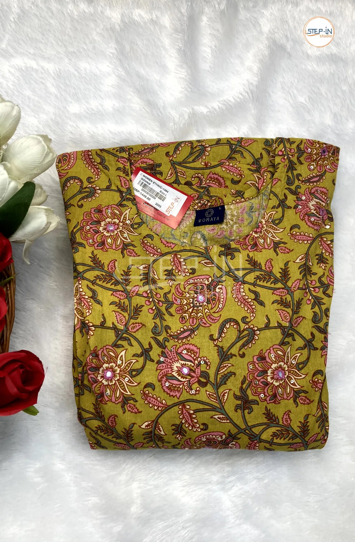 Floral Flower Printed Top - Green Yellow