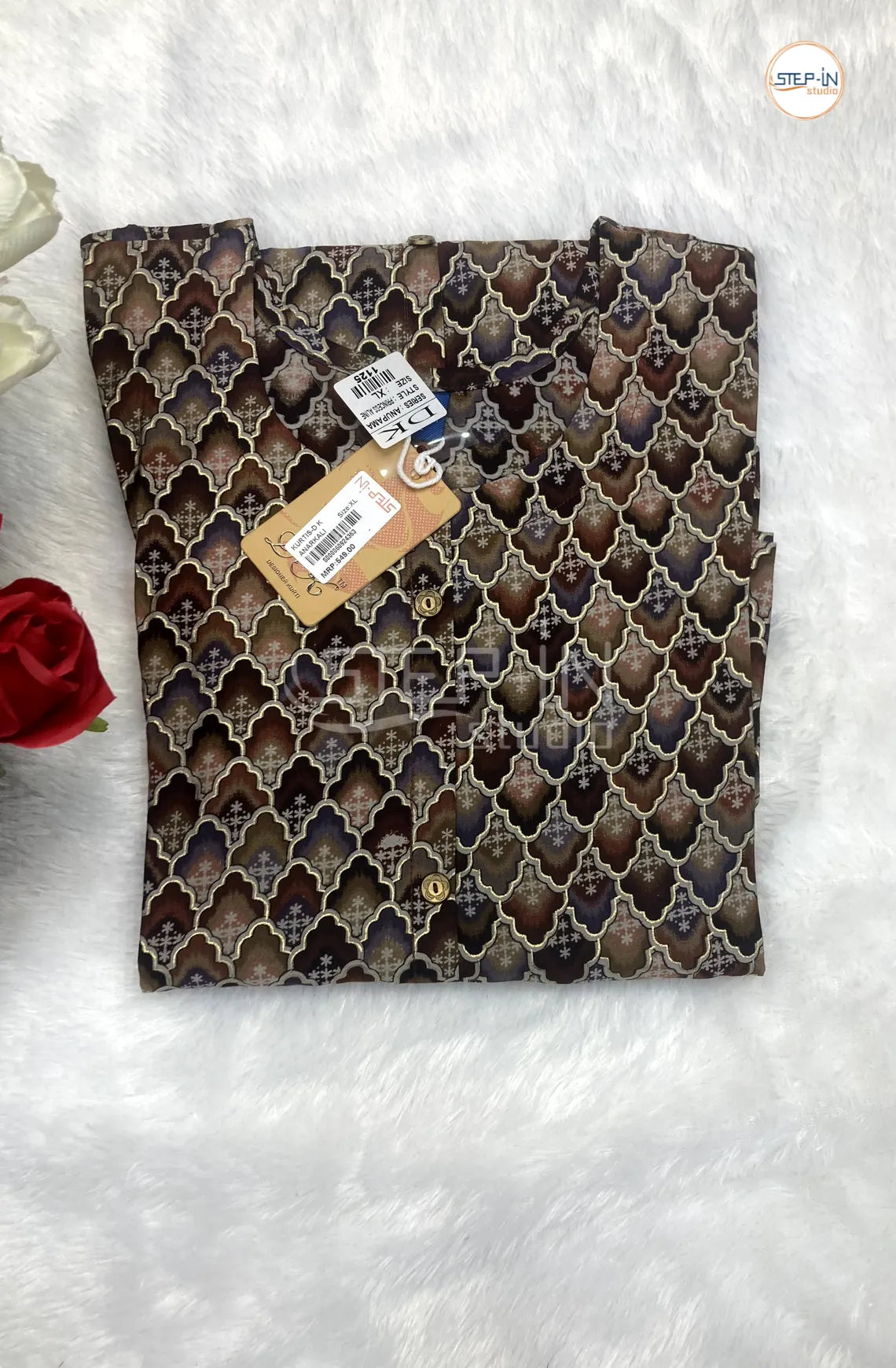 Floral Geometric Printed Top - Maroon