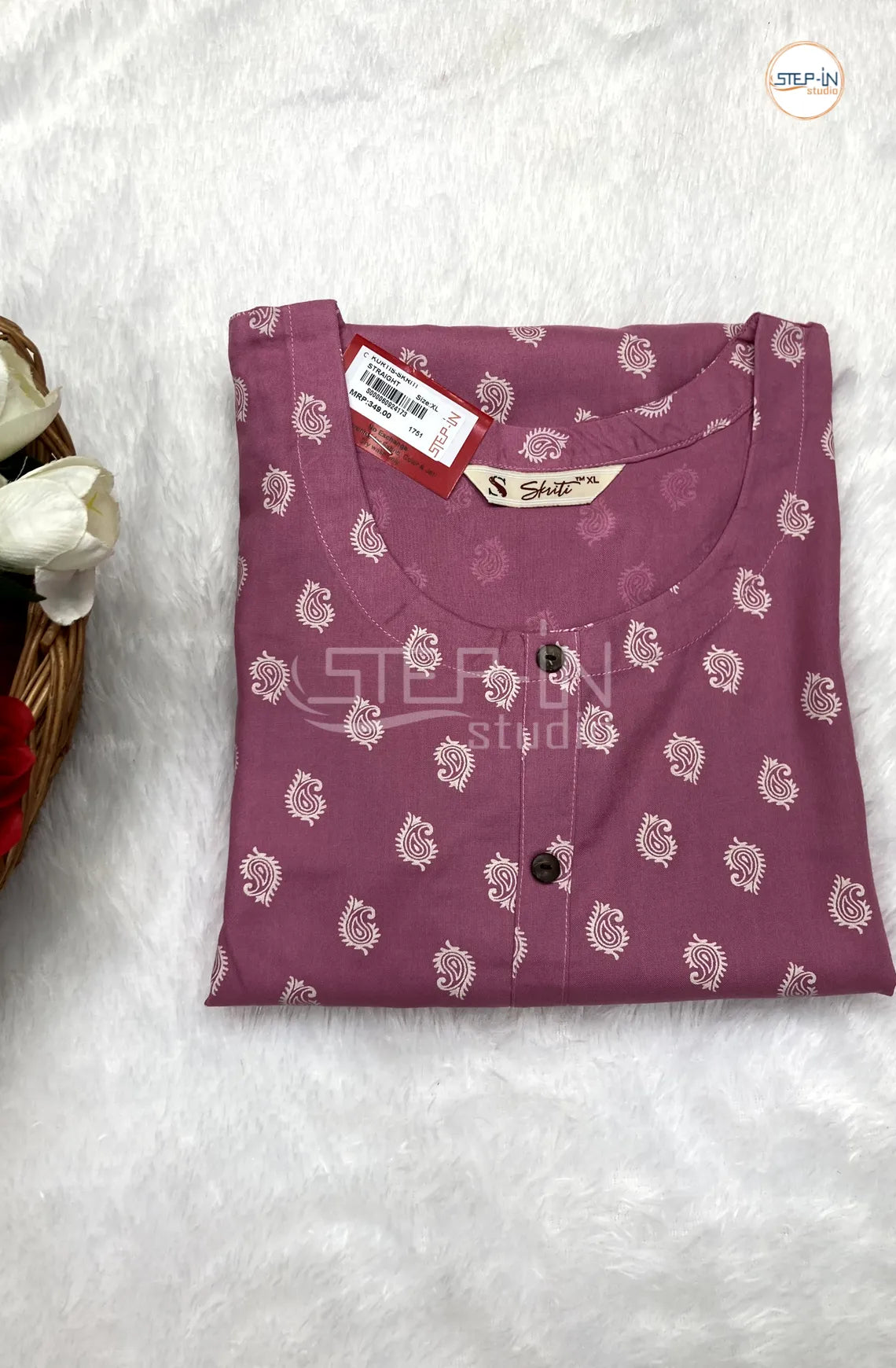 Floral Mango Printed Cotton Top - Rosy Pink