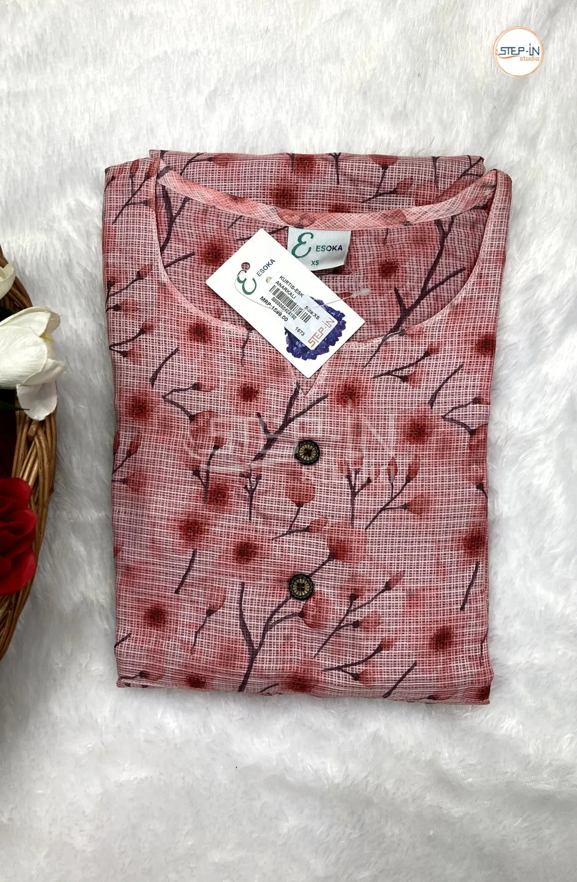 Floral Pink Flower Printed Top - Light Pink