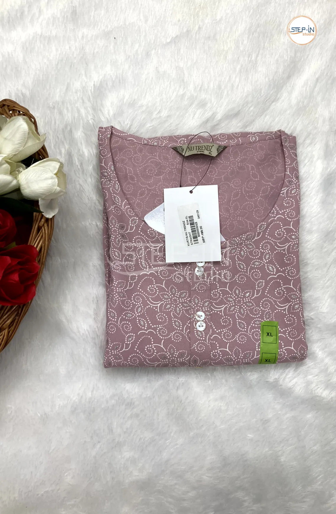 Floral Printed Cotton Top - Light Blush Pink