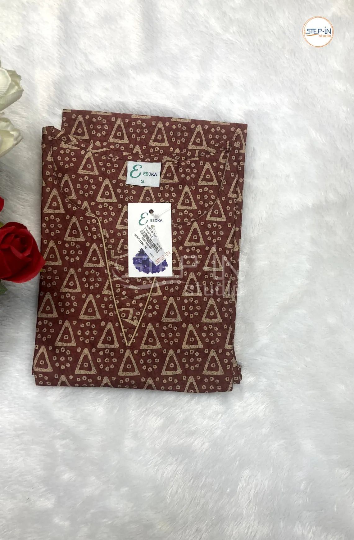 Floral Printed Semi Tissu Top - Dark Maroon