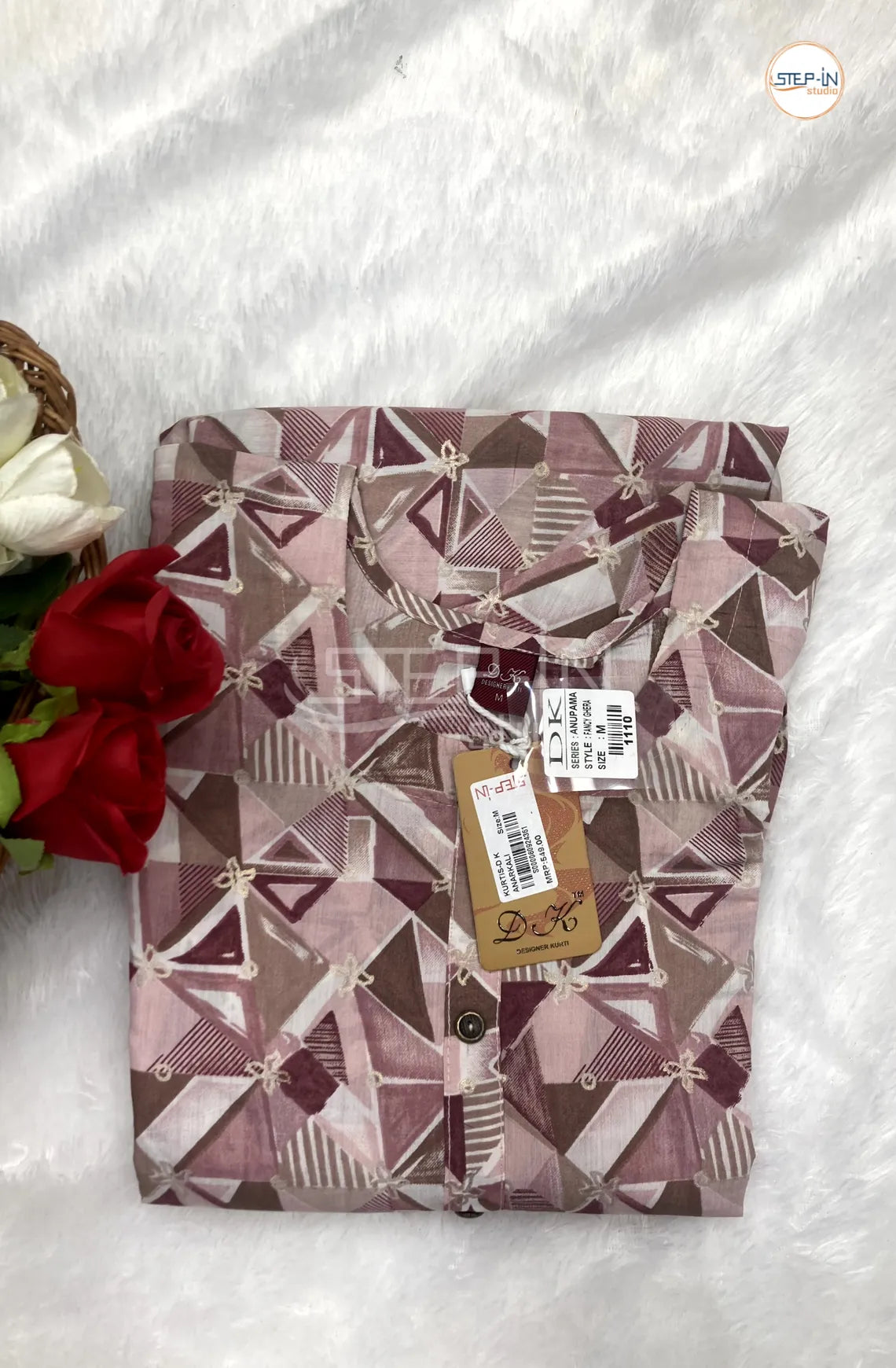 Floral Square Printed Cotton Top - Coral Pink