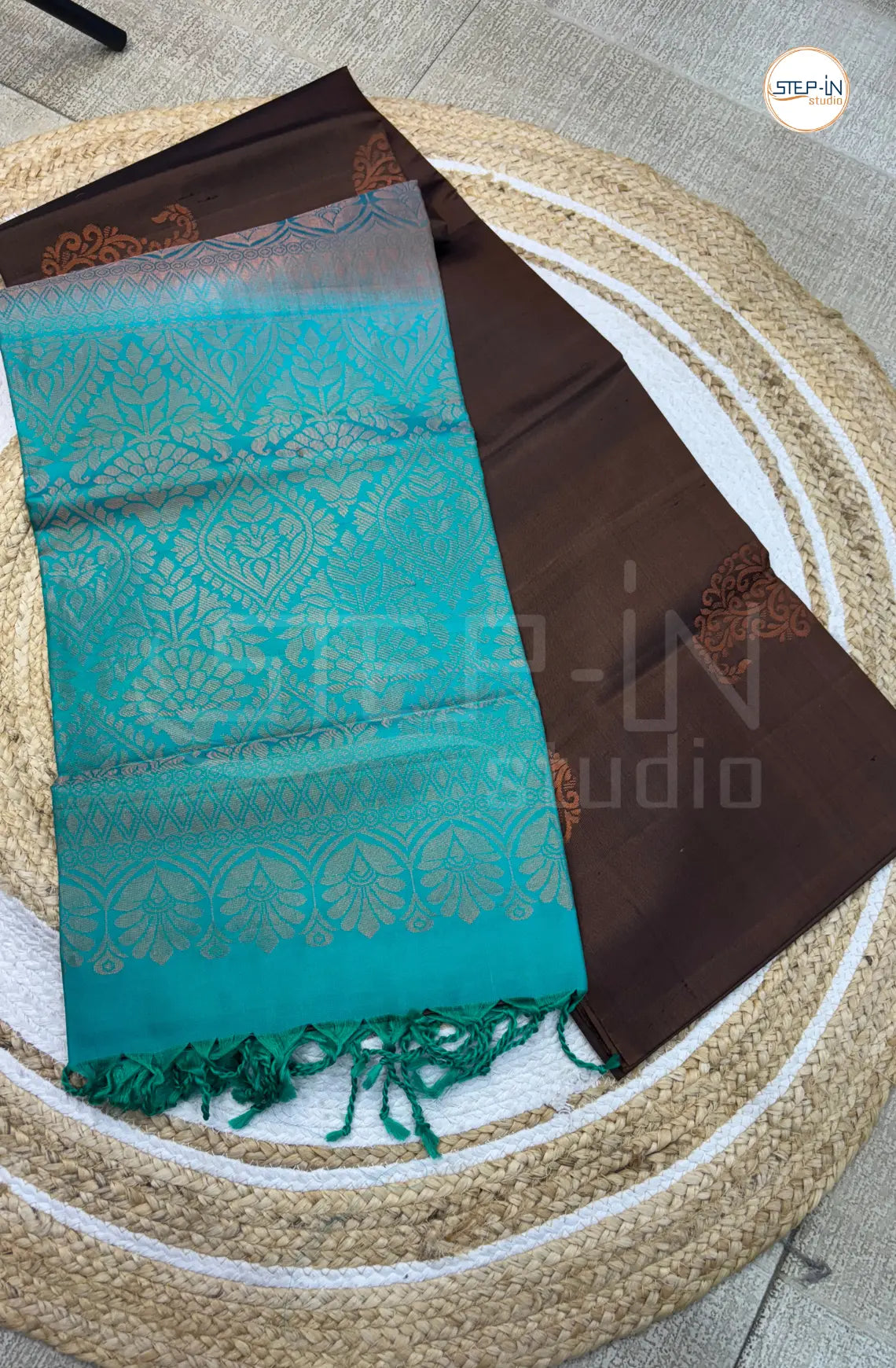 Pure Handwoven Silk Saree with Traditional Motif - Brown