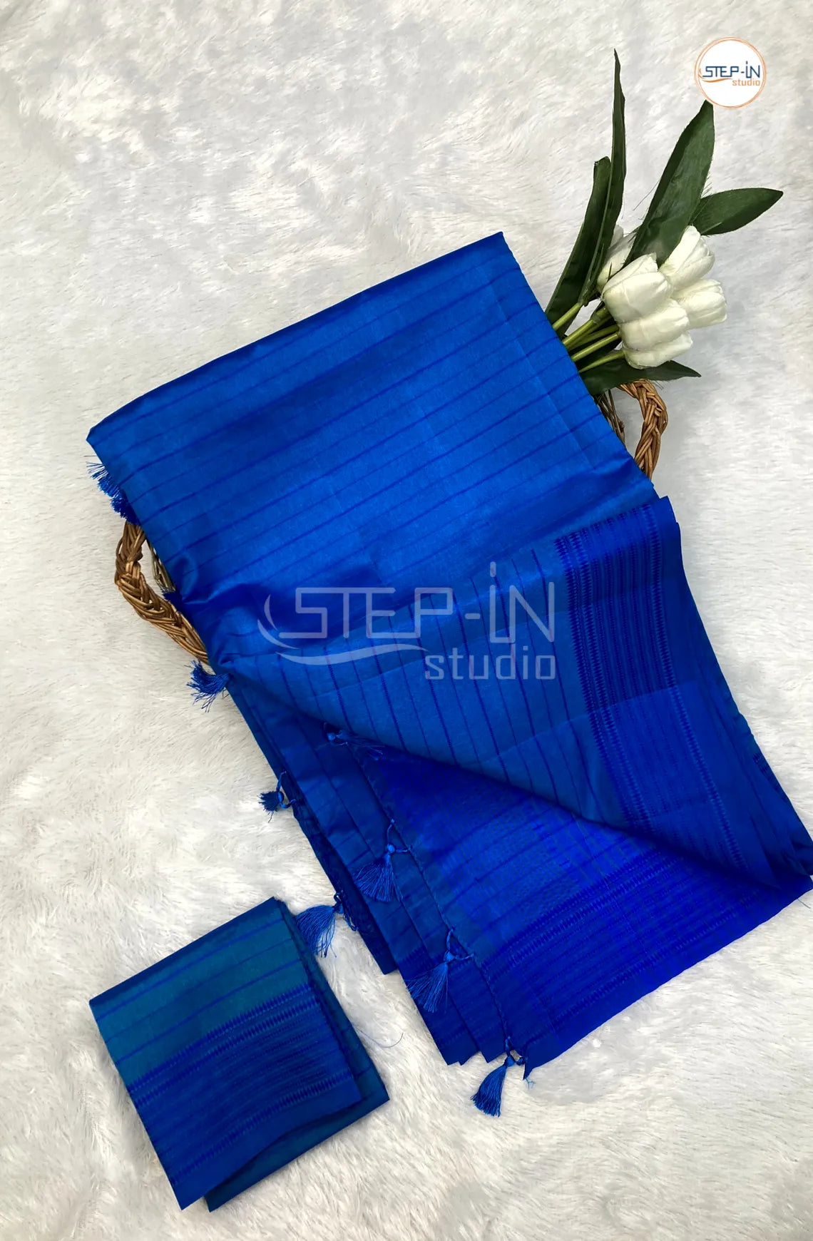 Light Weight Uppada Silk Saree With Self Blouse & Pallu - Blue
