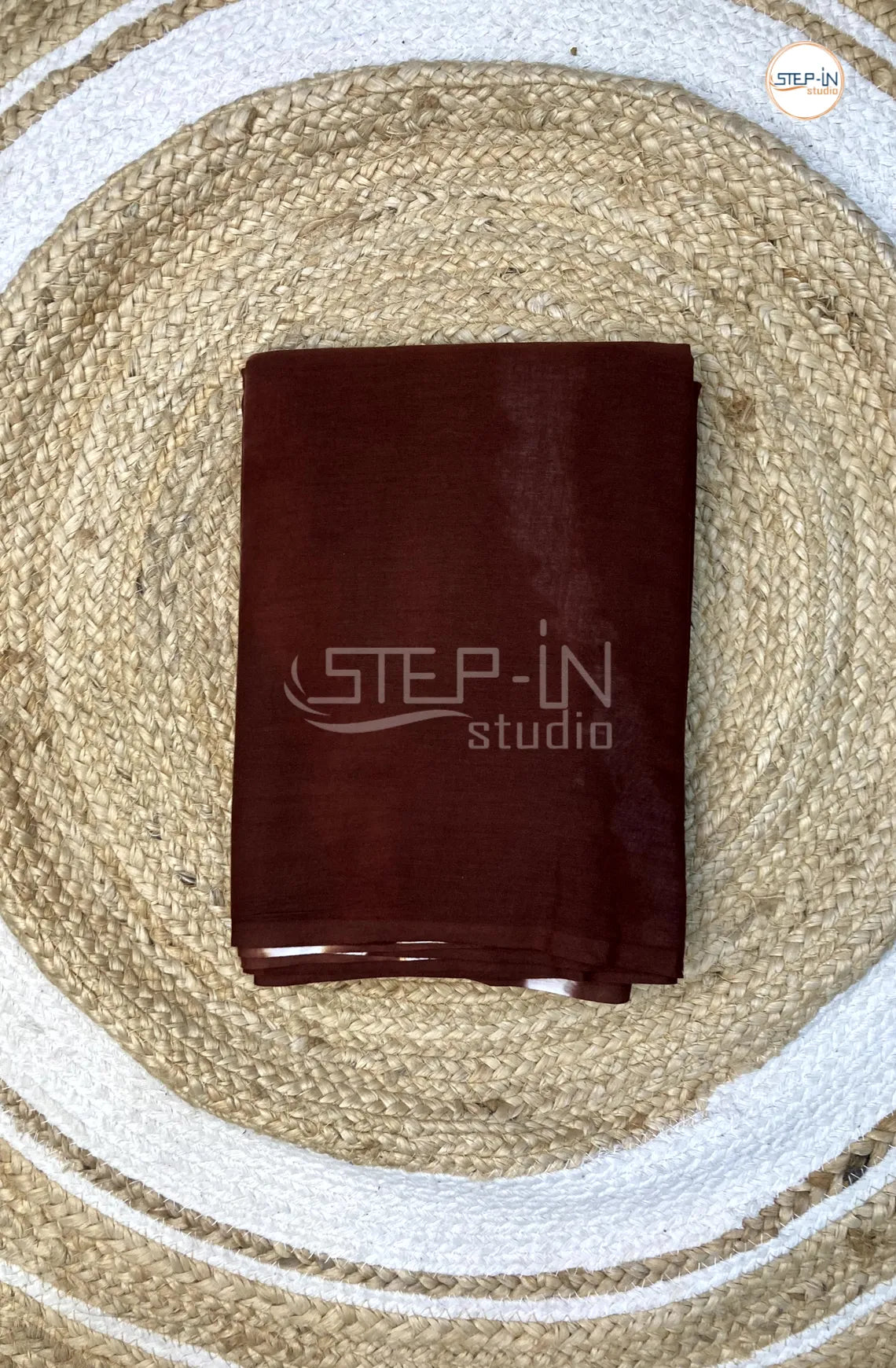 Mul Cotton Saree With Shibori Printed - Coffe Brown