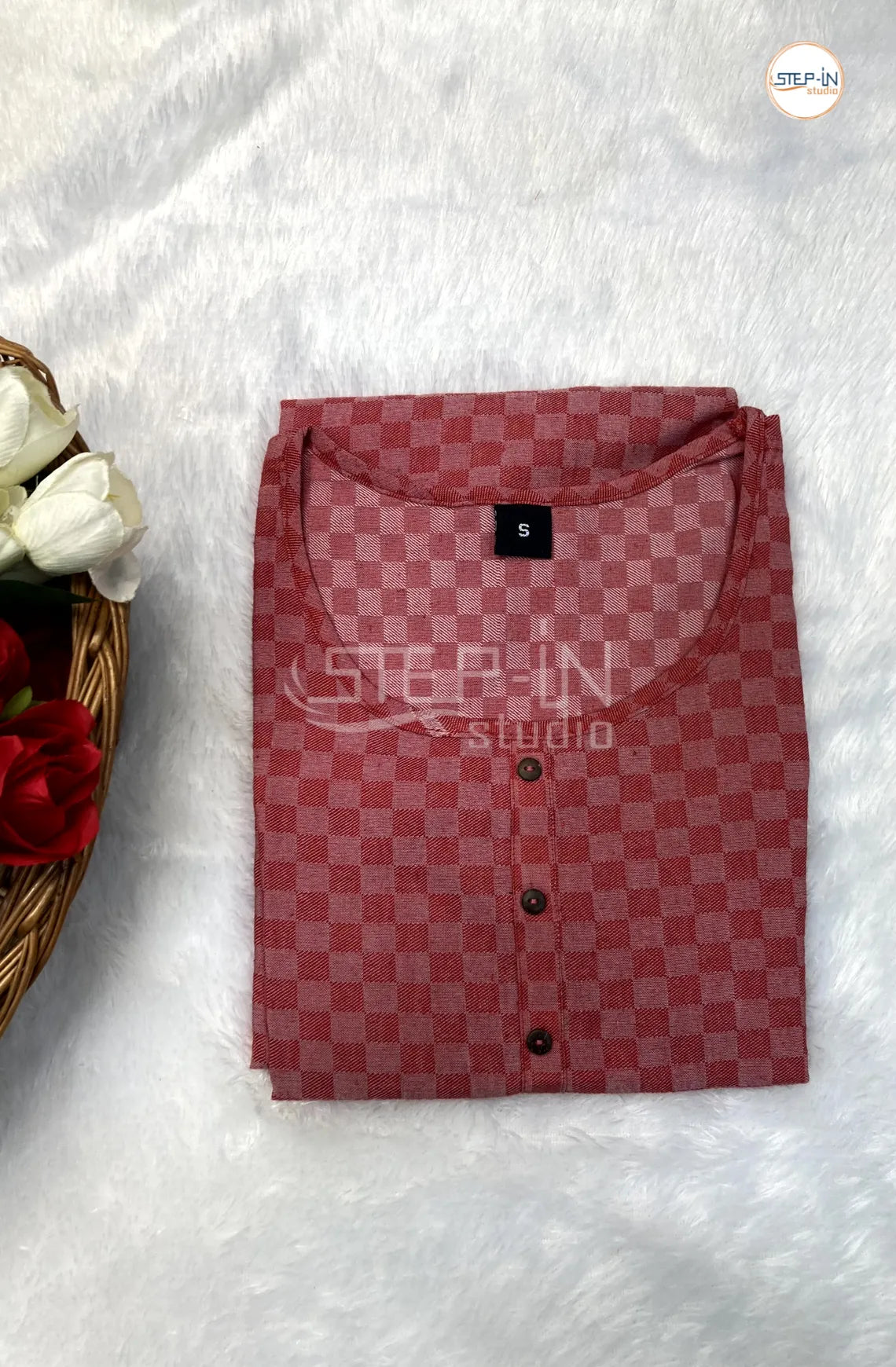 Printed Cotton Top-Peach