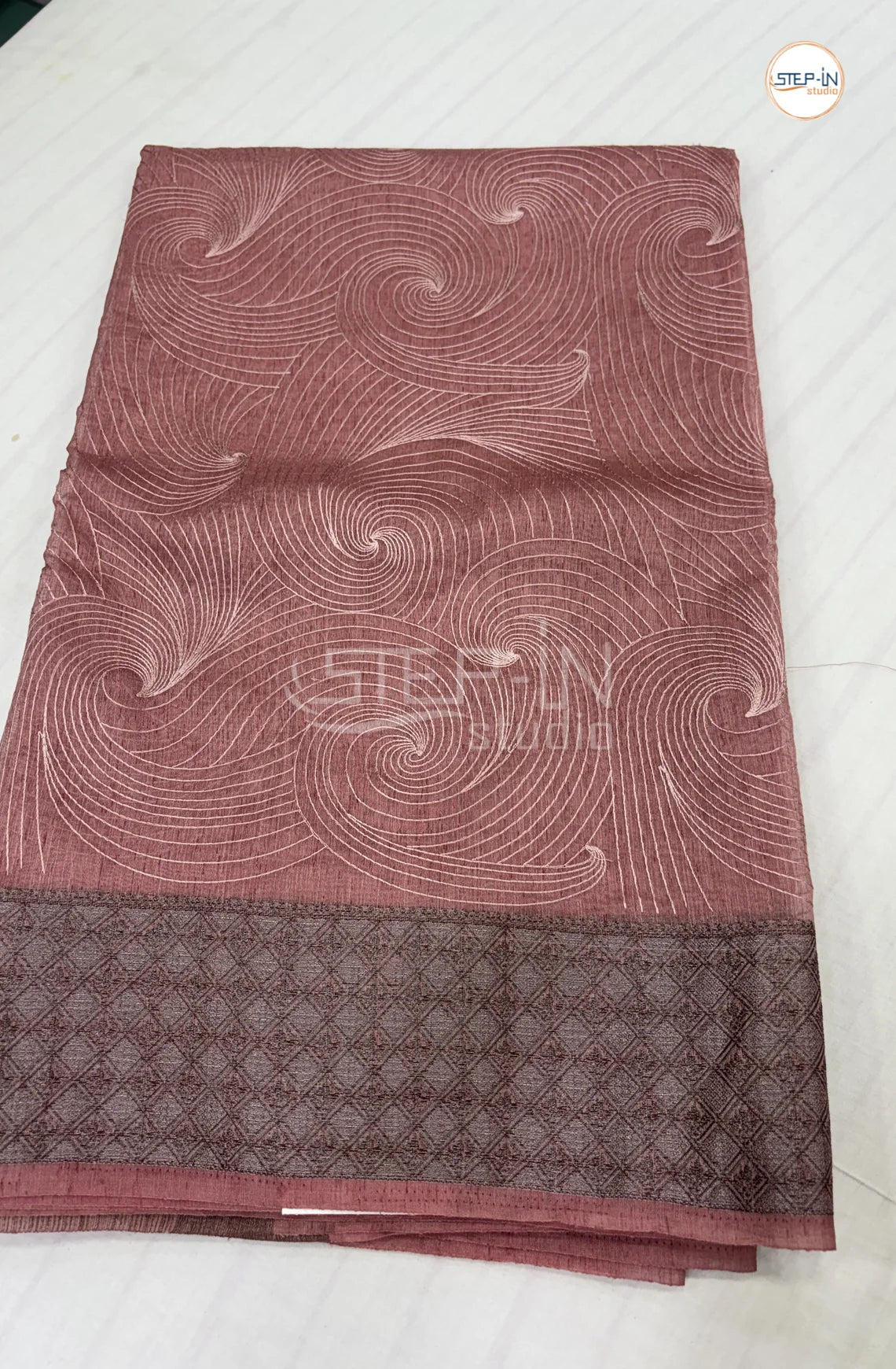 Art Tussar Saree with Embroidery - Red