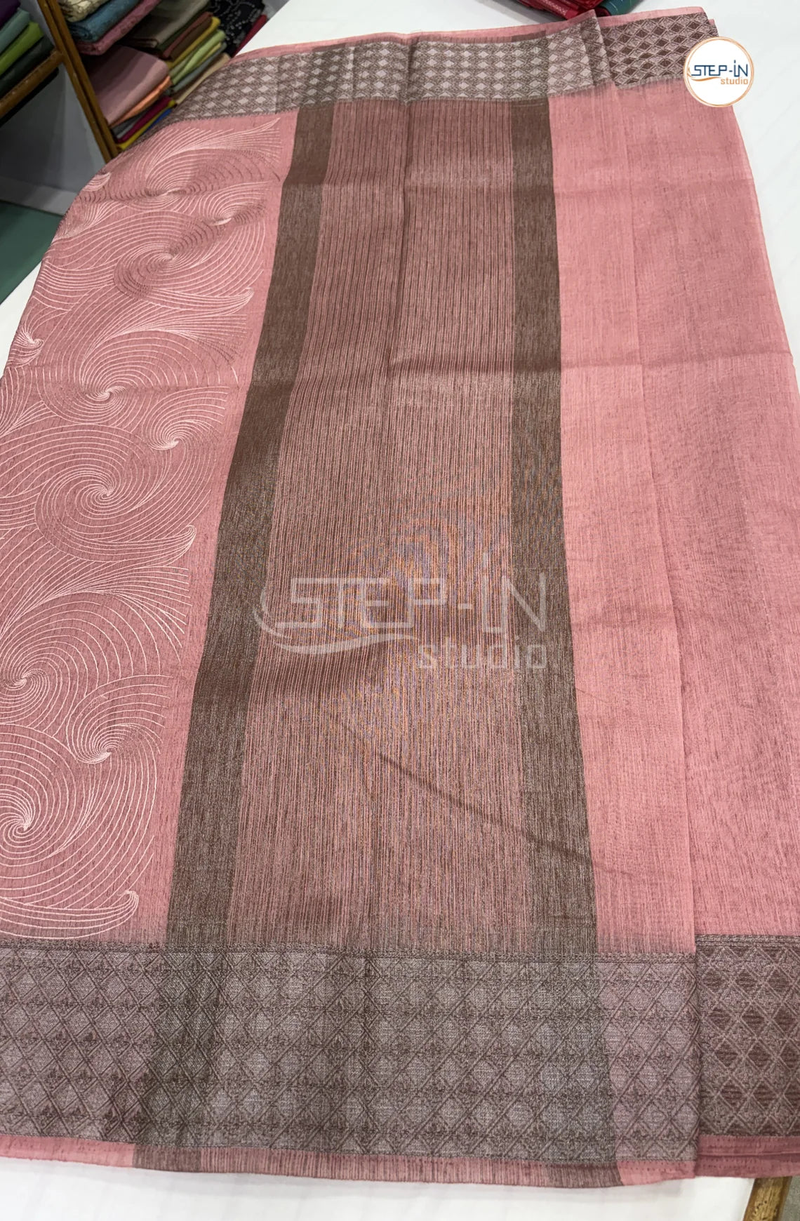 Art Tussar Saree with Embroidery - Red