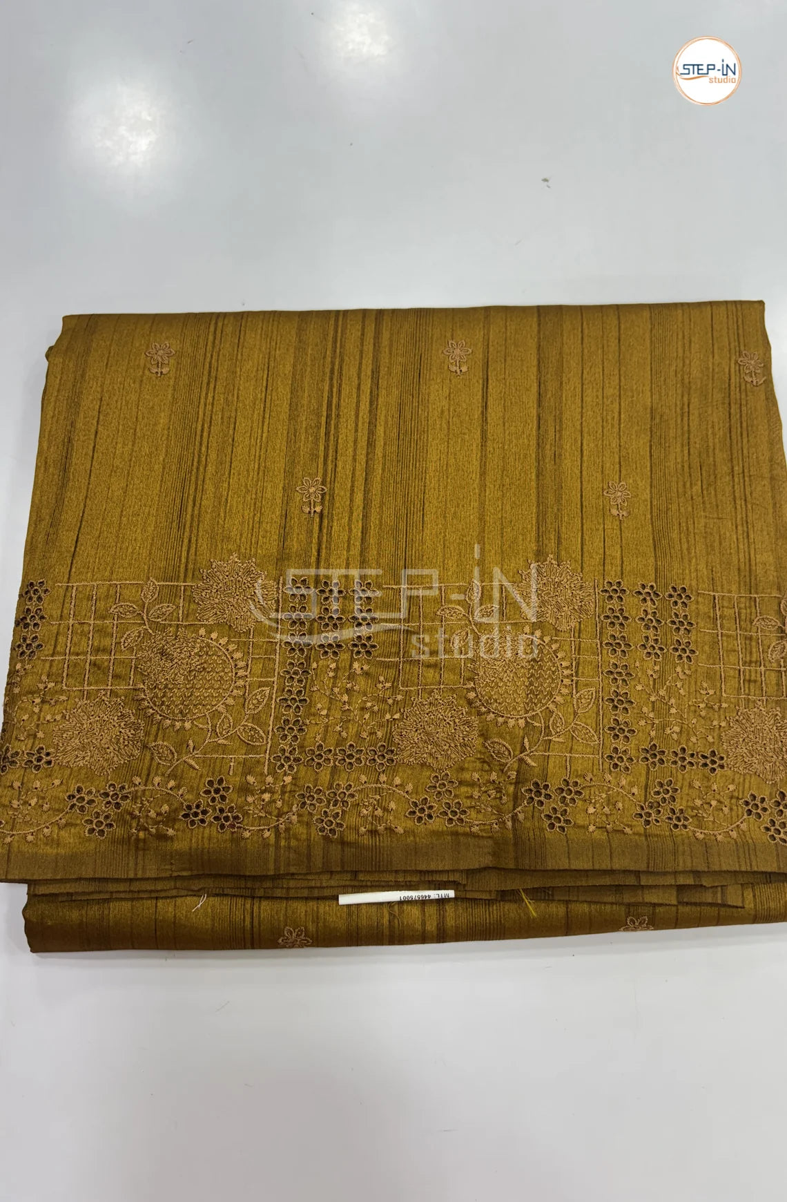 Blended Tussar Saree with Cutwork Border - Gold