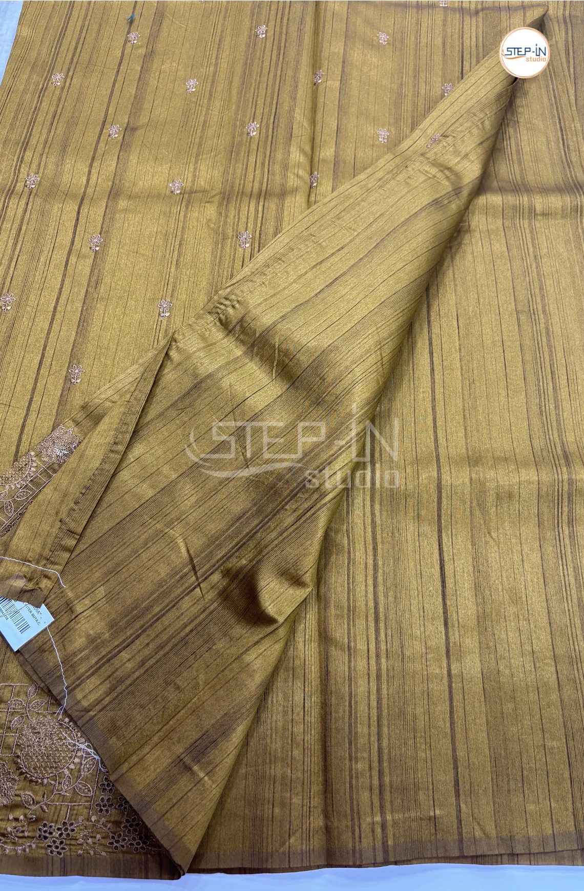 Blended Tussar Saree with Cutwork Border - Gold