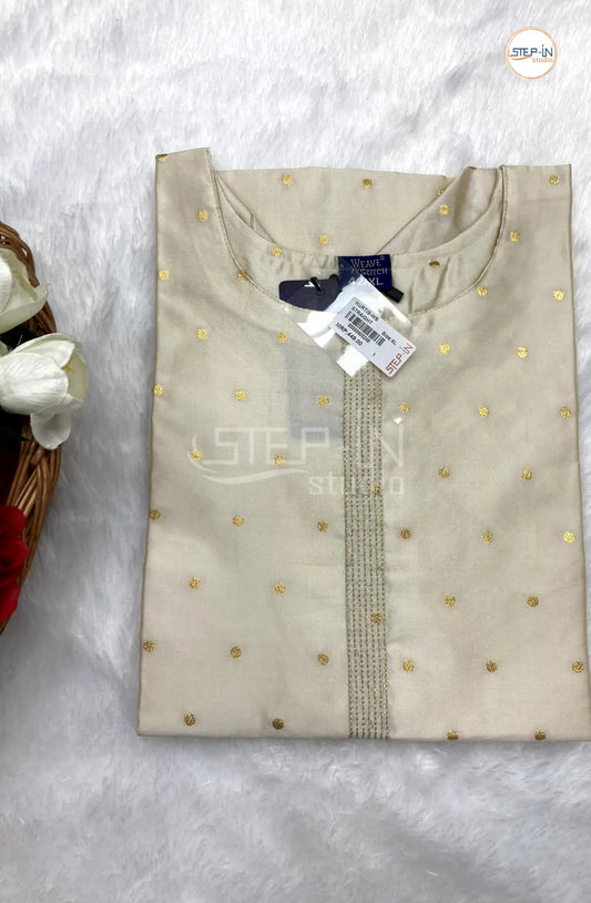 Embellished Silk Blend Kurti - Milky White