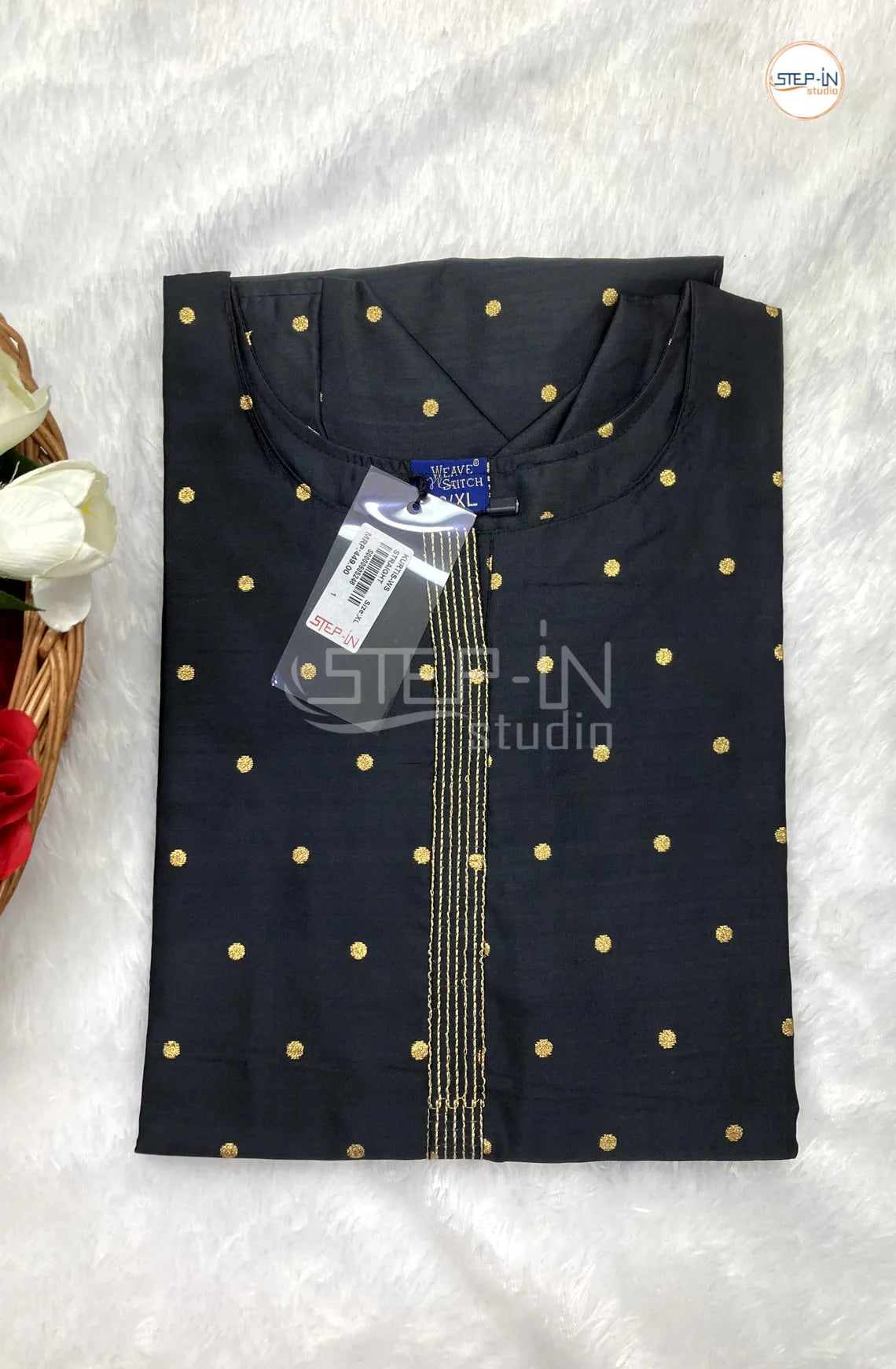Embellished silk Blend Kurti - Black