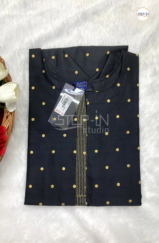 Embellished silk Blend Kurti - Black