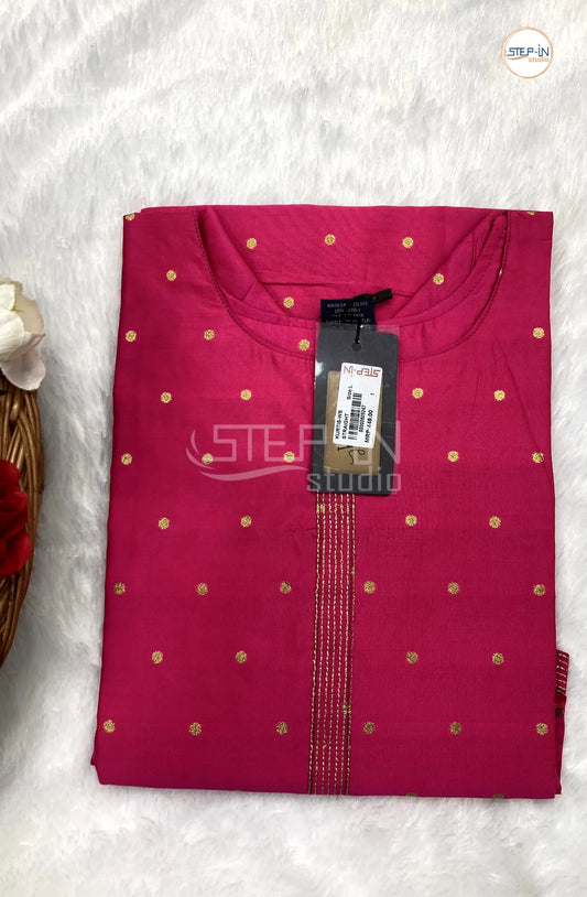 Embellished Silk Kurti - Rose Pink