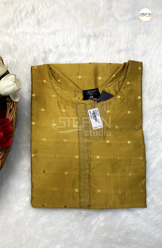 Embellished silk kurti - Gold