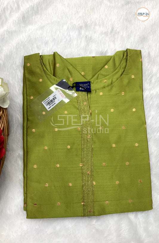 Embellished Silk Kurti - Lime Green