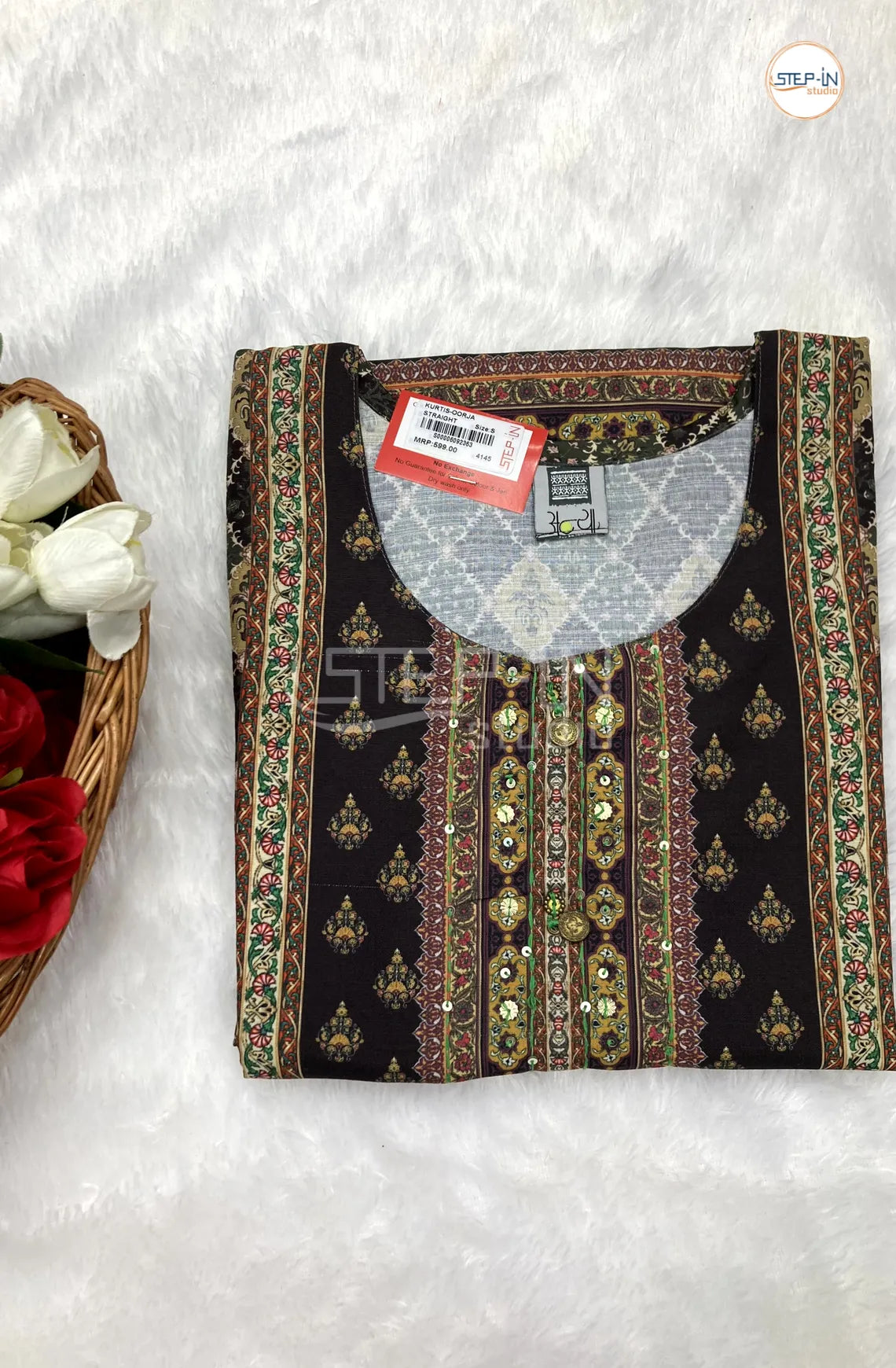 Floral Digital Printed Top - Dark Brown