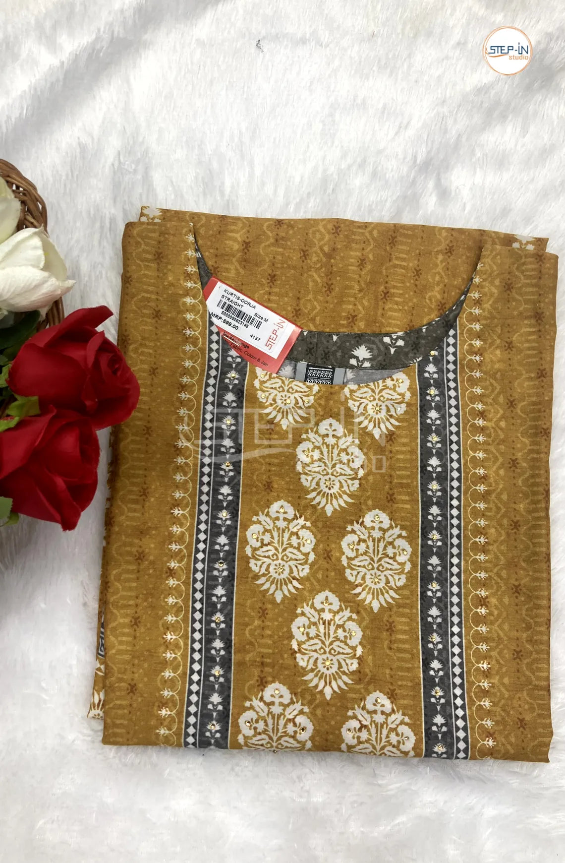 Floral Digital Printed Top - Mustard Yellow