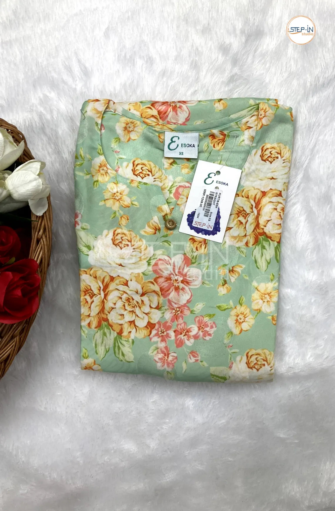 Floral Digital Printed Top - Pista Green