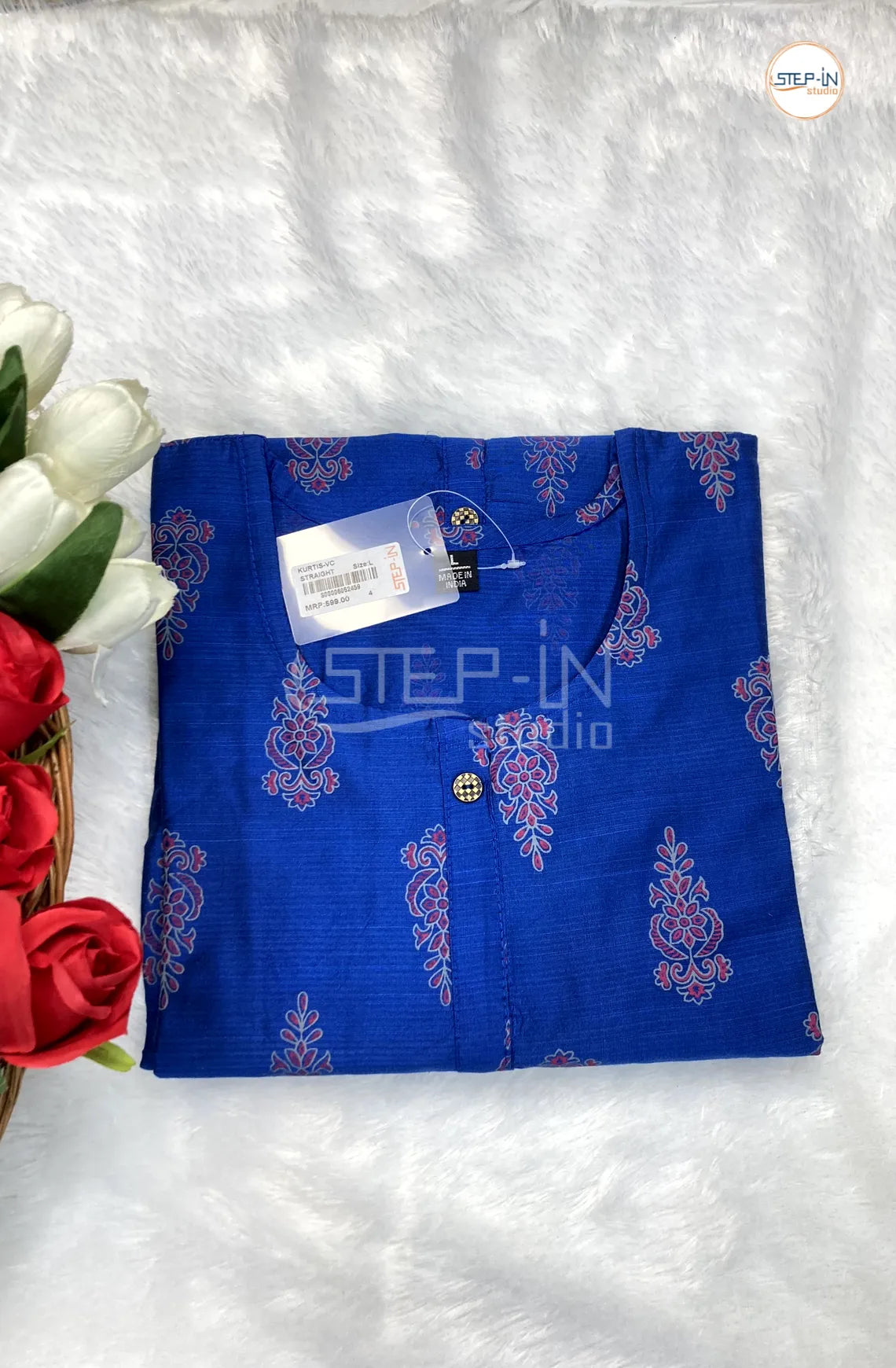 Floral Digital Printed Top - Royal Blue