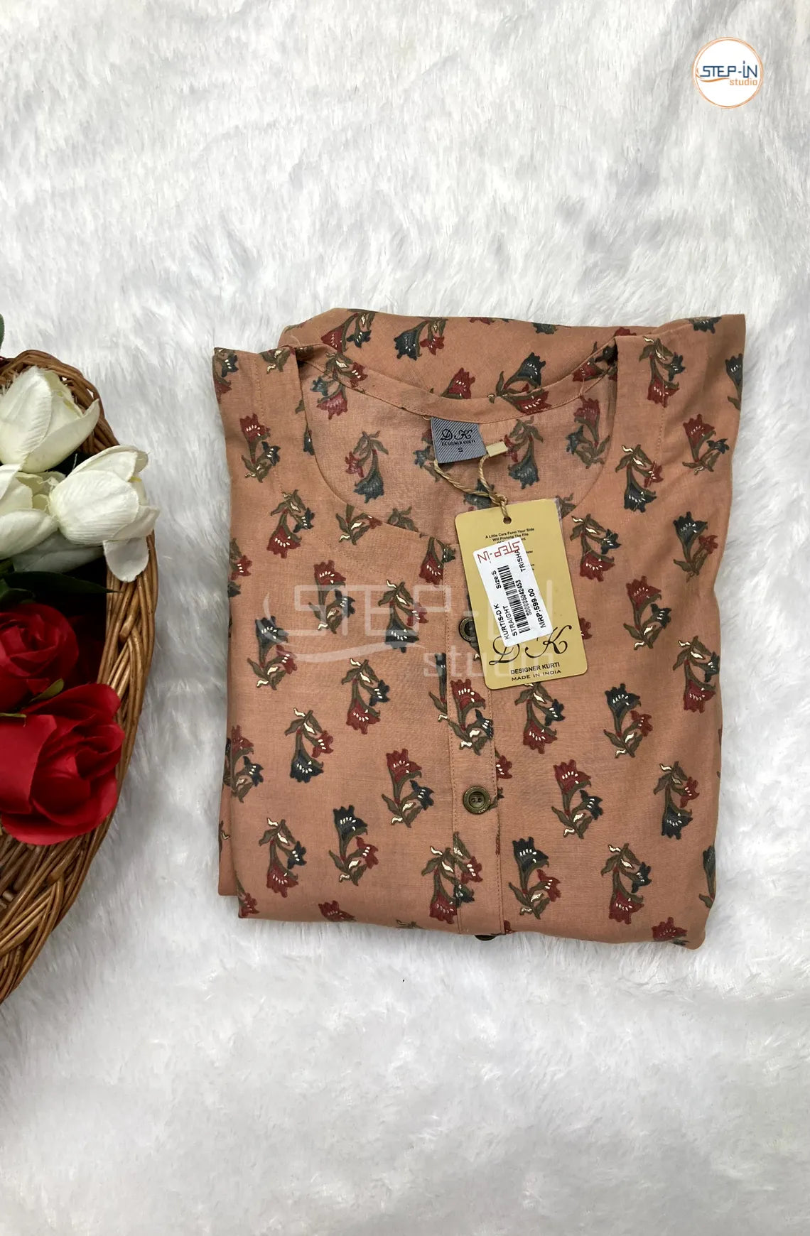 Floral Flower Printed Top - Pecan Brown