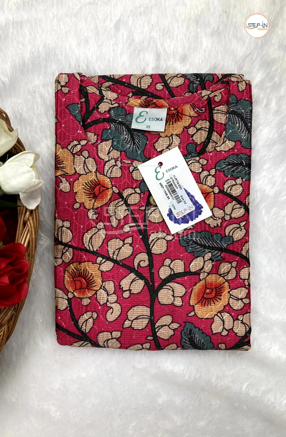 Floral Orange Flower Printed Top - Pink