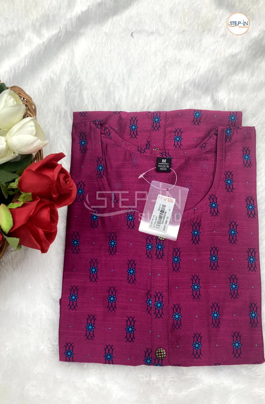 Floral Damask Printed Top - Dark Pink