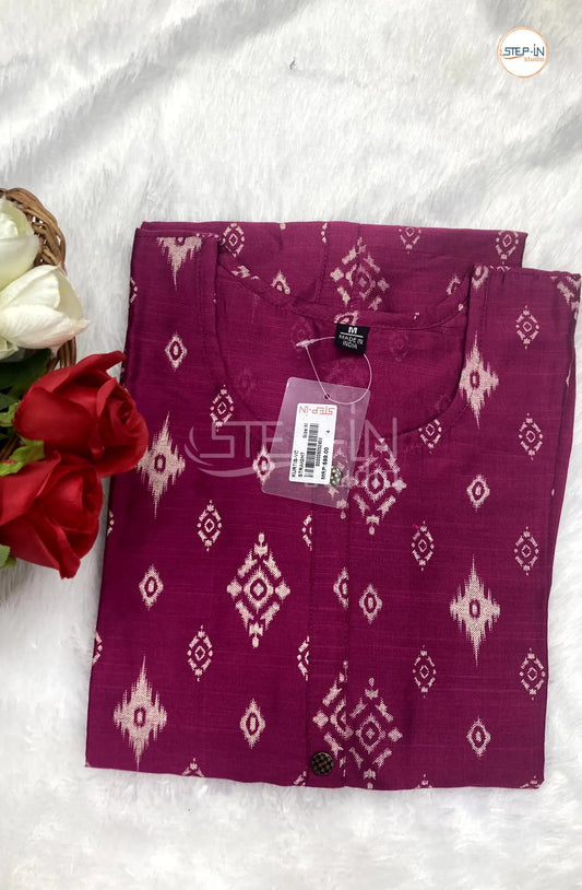 Floral Damask Printed Top - Dark Rose Pink