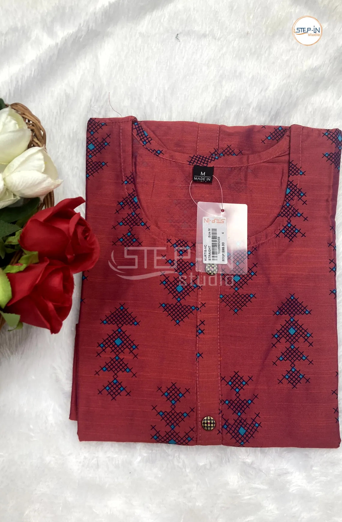 Floral Damask Printed Top - Rose Wood