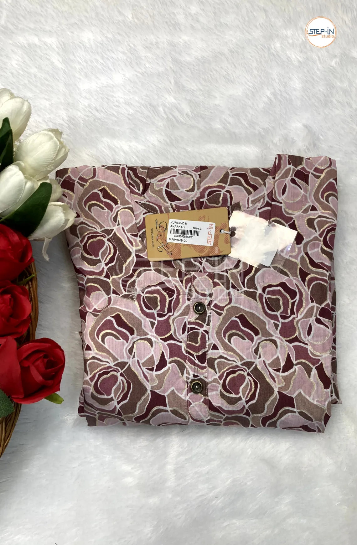 Floral Digital Flower Printed Top - Ice Pink & Cameo