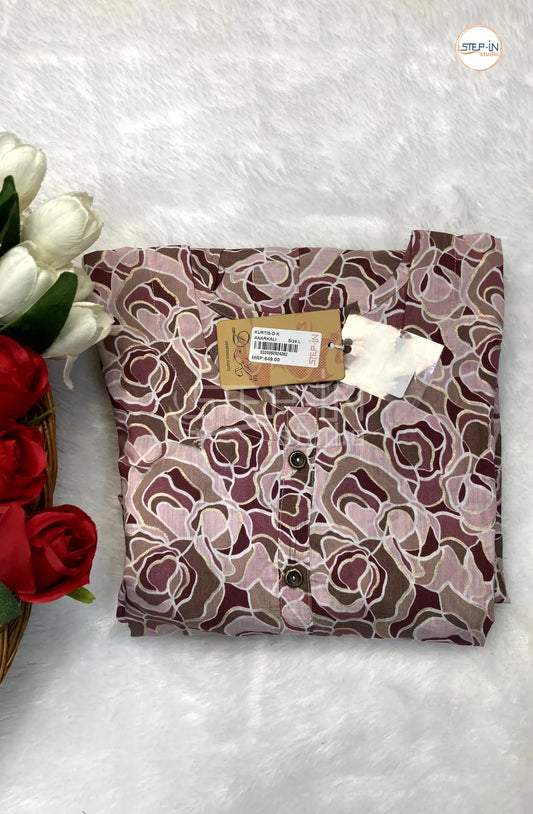 Floral Digital Flower Printed Top - Ice Pink & Cameo