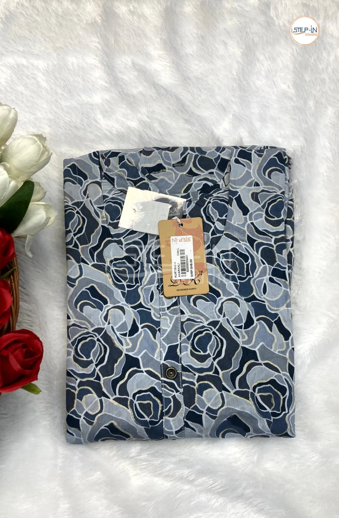 Floral Digital Printed Top - Ash & Grey