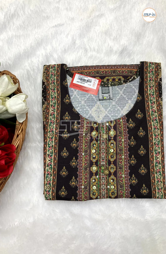 Floral Digital Printed Top - Dark Brown