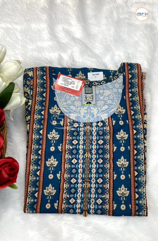 Floral Digital Printed Top - Dark Methyl Blue