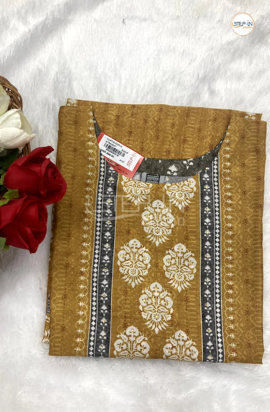 Floral Digital Printed Top - Mustard Yellow