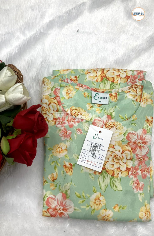 Floral Digital Printed Top - Seafoam Green