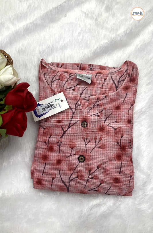 Floral Flower Printed Top - Salmon Red