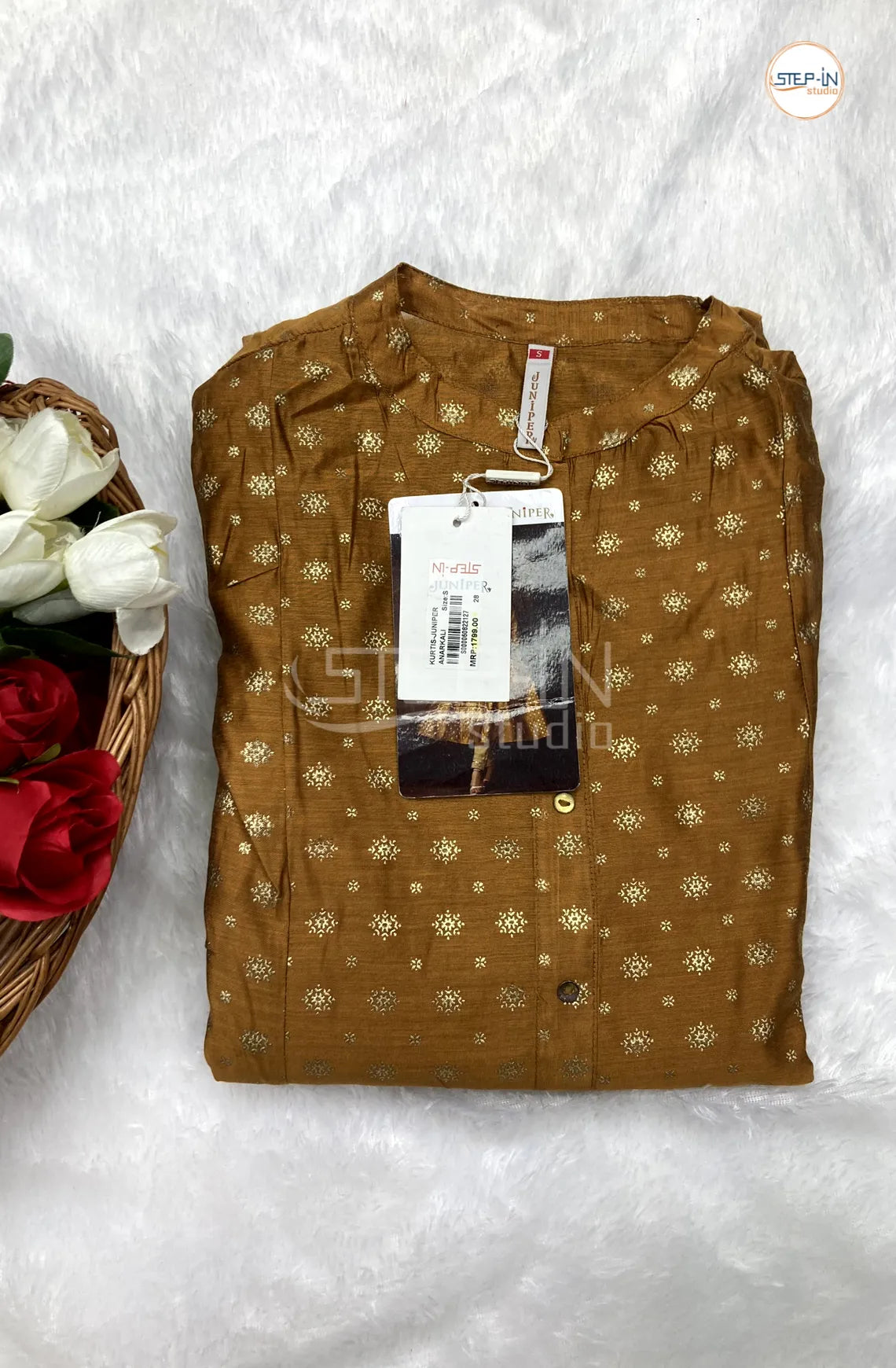 Floral Gold Printed Collor Neck Top - Dijon Yellow