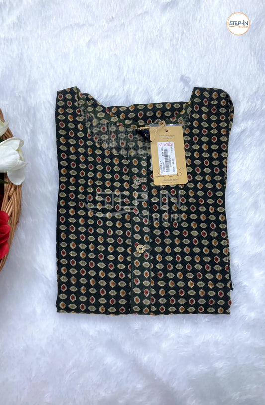 Floral Printed Cotton Top - Dark Coffee Brown