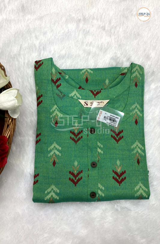 Floral Printed Cotton Top - Irish Green