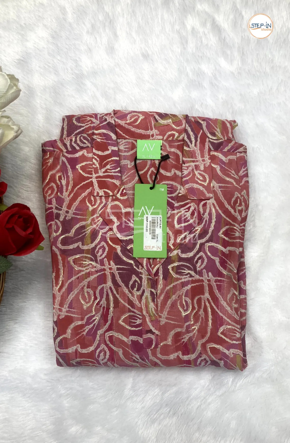 Floral Printed Shirt Collor Top - Red