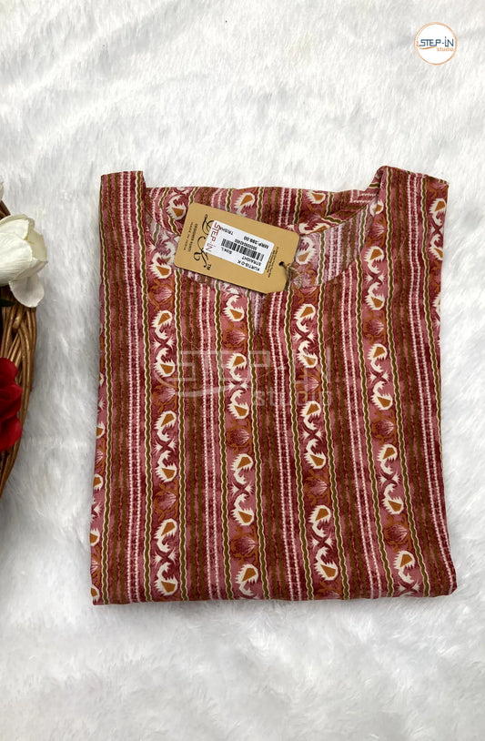 Floral Printed Top - Brick Red