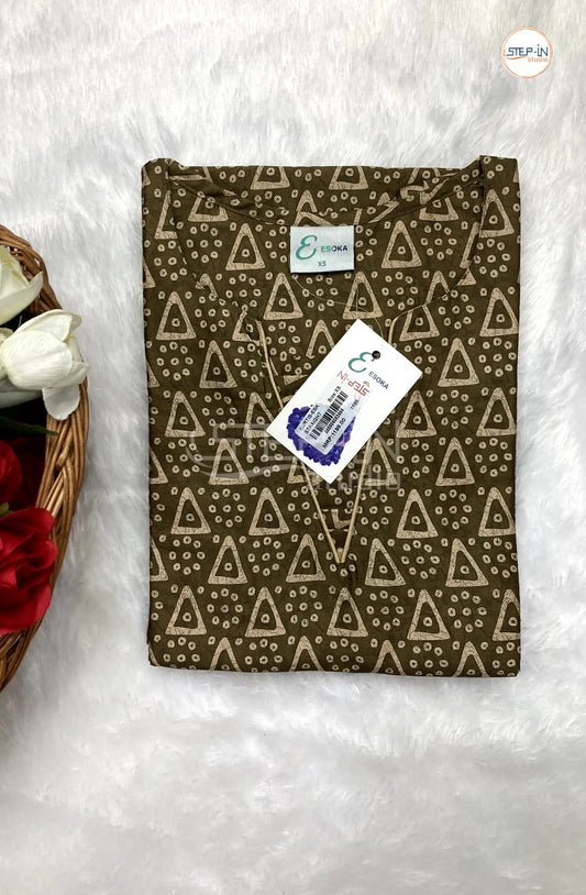 Floral Semi Tissu Printed Top - Deep Saga Green